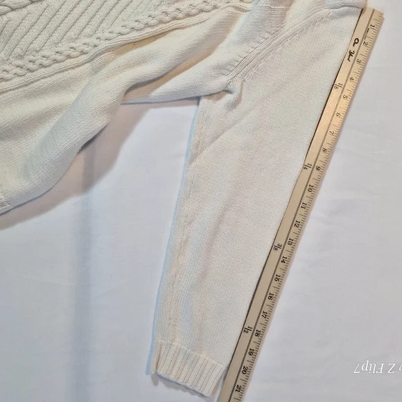 Talbot's Cream Cable Knit Turtleneck Sweater 100% Cotton - Picture 2 of 8